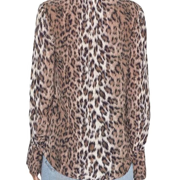 Joie Tariana Leopard-Print Blouse in Light Taupe - Picture 4 of 4